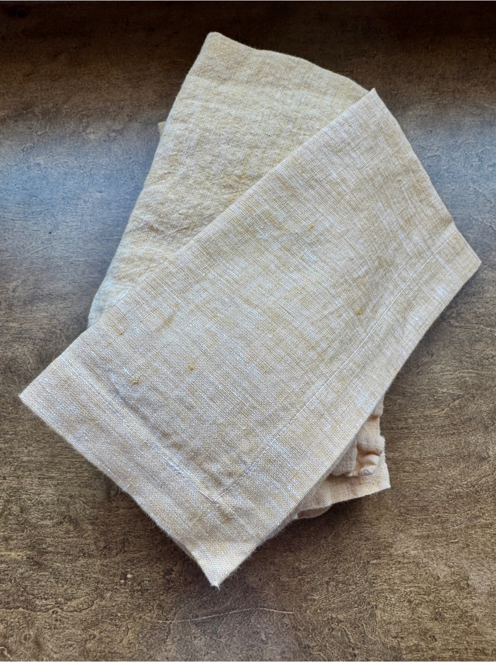 Pottery Barn Natural Linen Dining Napkins - Yellow Weave